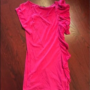 Ella Moss Pink Long T-shirt w/Ruffle and Zipper XS